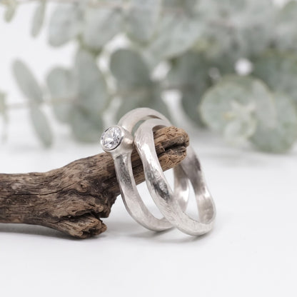 Diamond Bridal Set Handmade Wedding Band Set