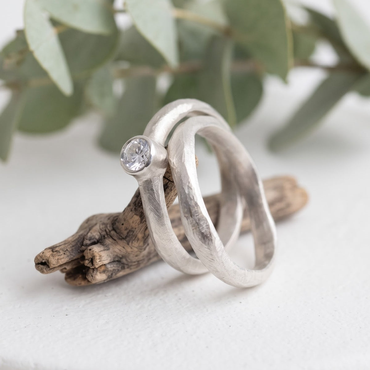 Diamond Bridal Set Handmade Wedding Band Set