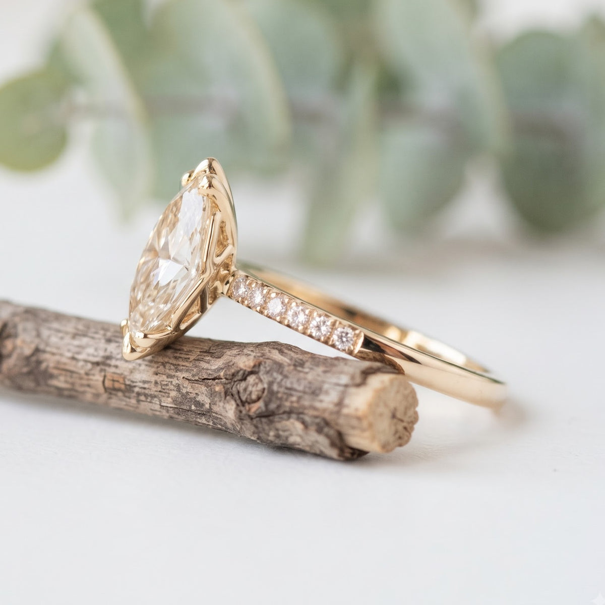 Unique Cut Champagne Marquise Diamond Ring