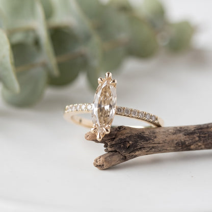 Unique Cut Champagne Marquise Diamond Ring