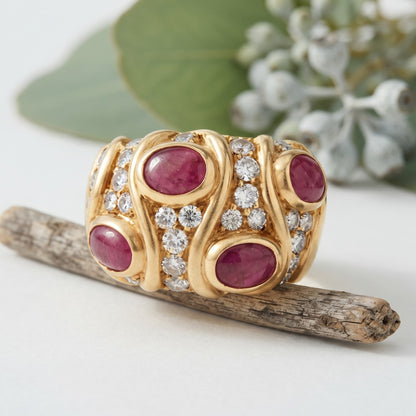 Art Deco Ruby Diamond Gold Ring