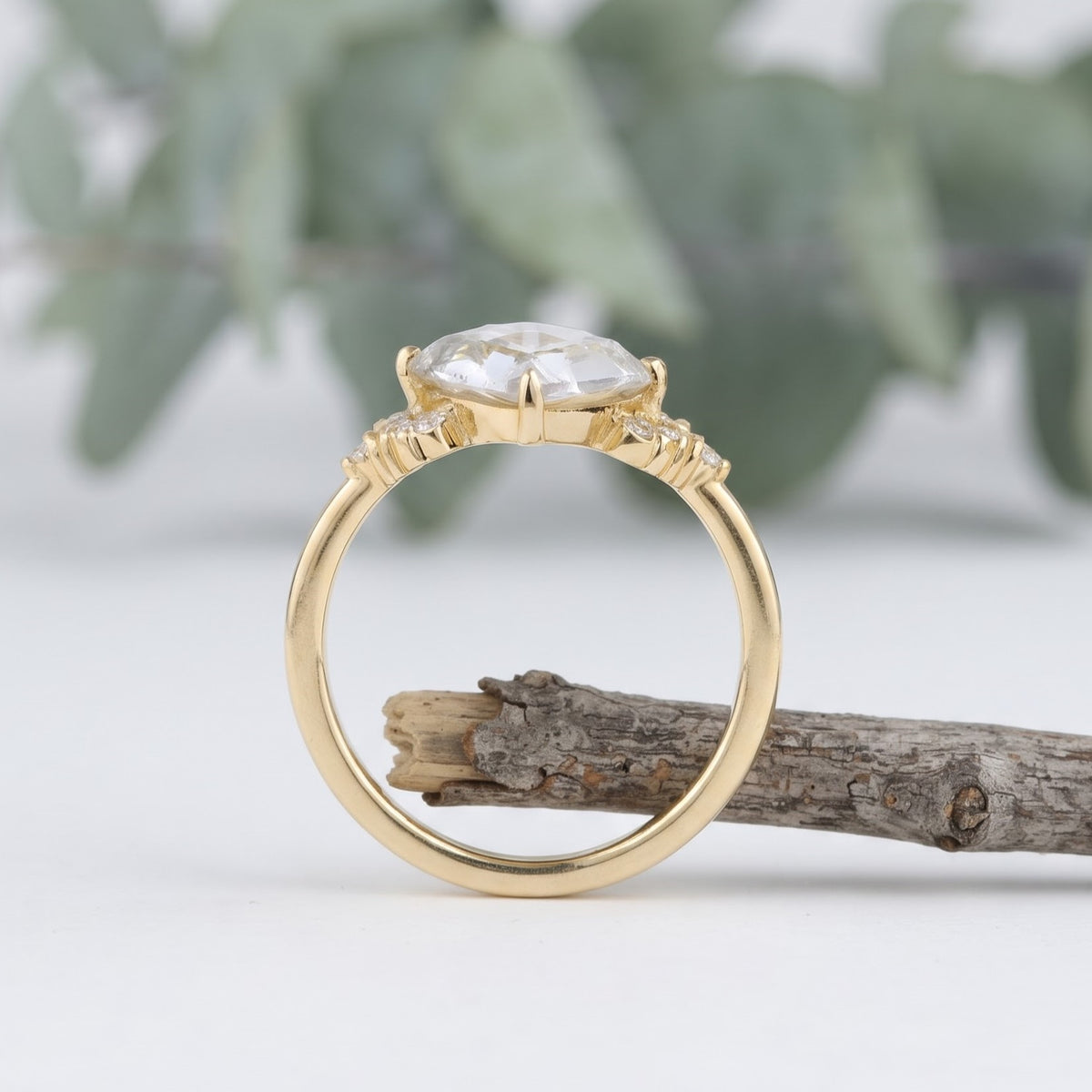 Elegant Rose Cut Cushion Diamond Ring