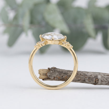 Elegant Rose Cut Cushion Diamond Ring