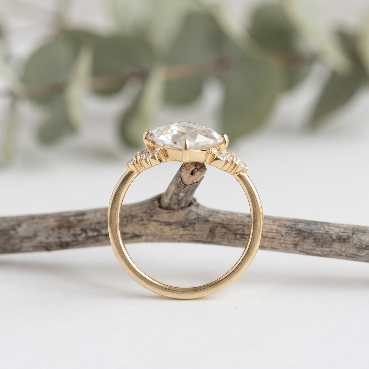 Elegant Rose Cut Cushion Diamond Ring