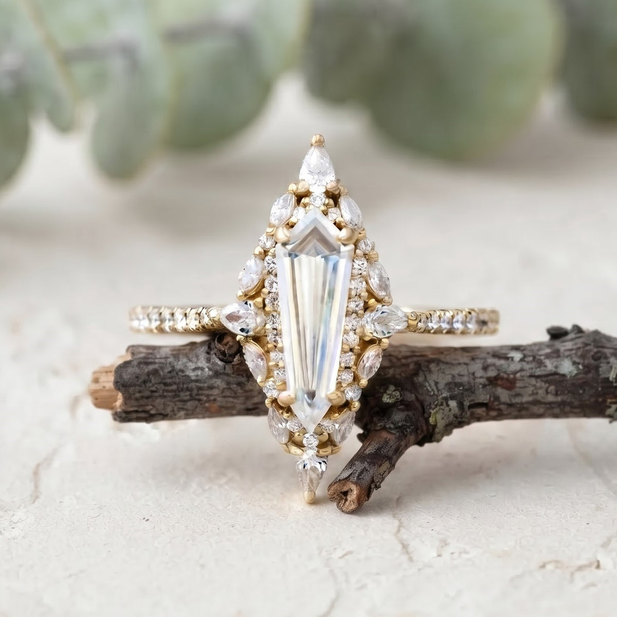 Diamond Halo Engagement Ring with Lab Grown Diamond Accents
