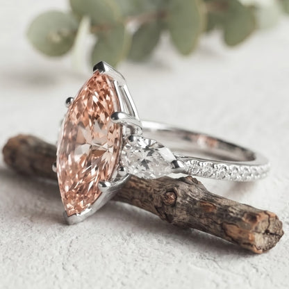 Pink Marquise Lab Grown Diamond Engagement Ring