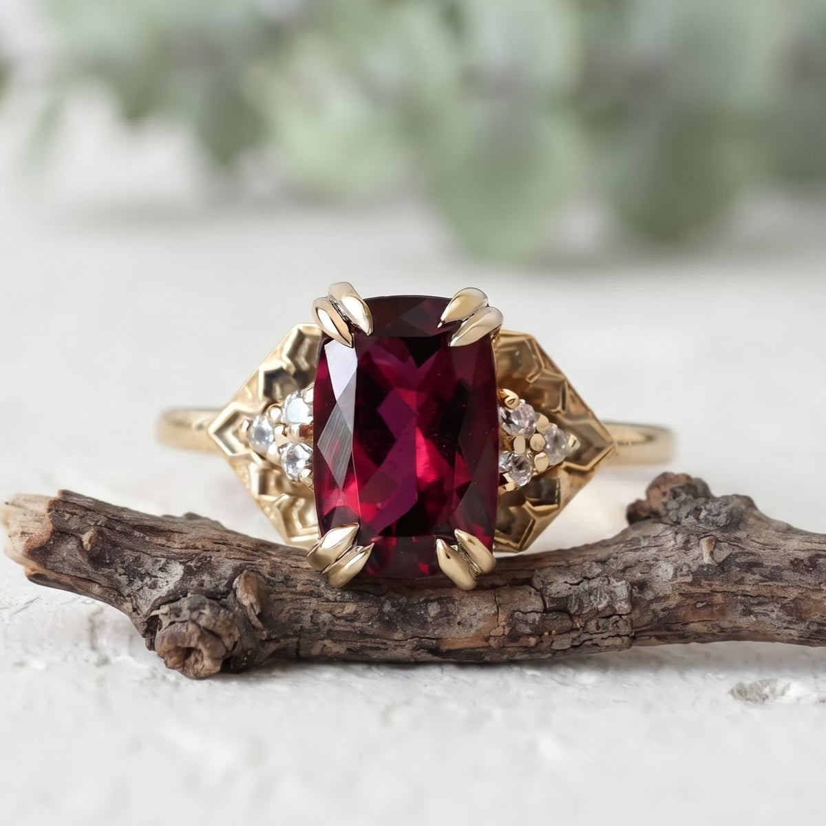 Pink Tourmaline Cushion Cut Gemstone Ring