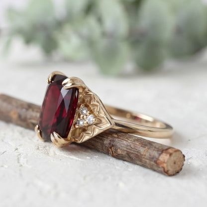 Pink Tourmaline Cushion Cut Gemstone Ring