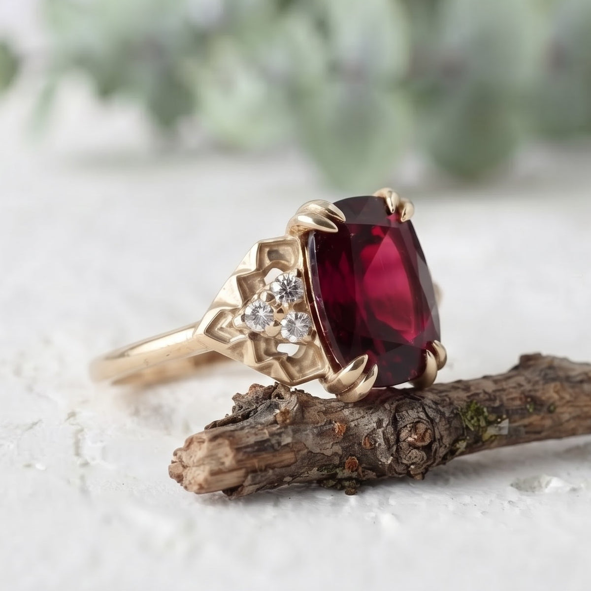 Pink Tourmaline Cushion Cut Gemstone Ring