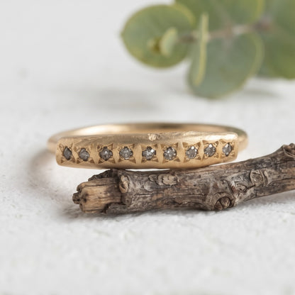 Natural Salt and Pepper Diamond Band | Handmade Diamond Band