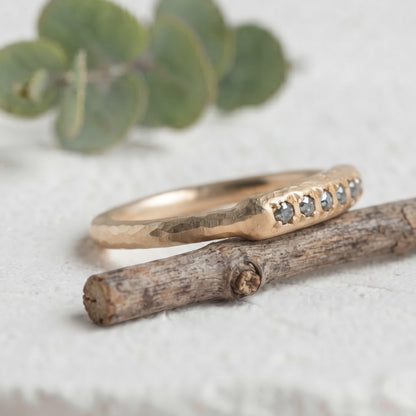 Natural Salt and Pepper Diamond Band | Handmade Diamond Band