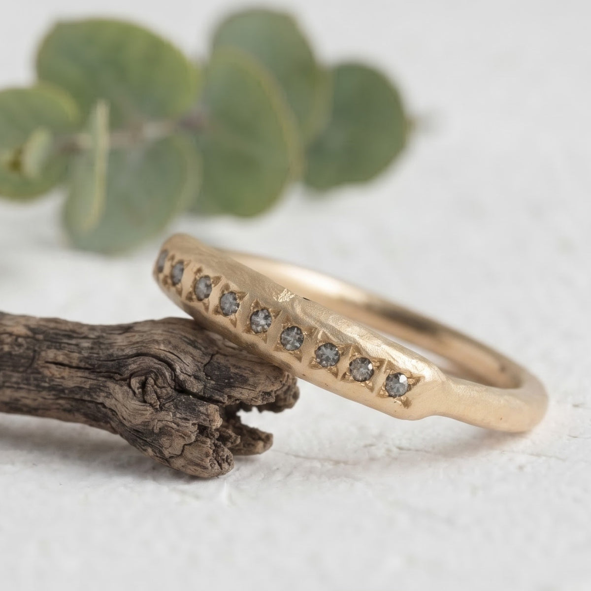 Natural Salt and Pepper Diamond Band | Handmade Diamond Band