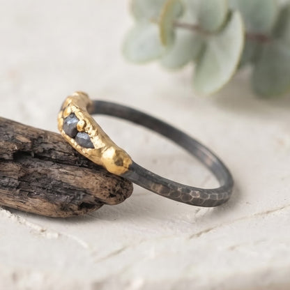 Salt and Pepper Diamond Nature Inspired Ring