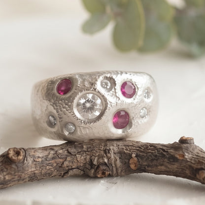 Round Ruby Handmade Band with Lab Grown Diamonds