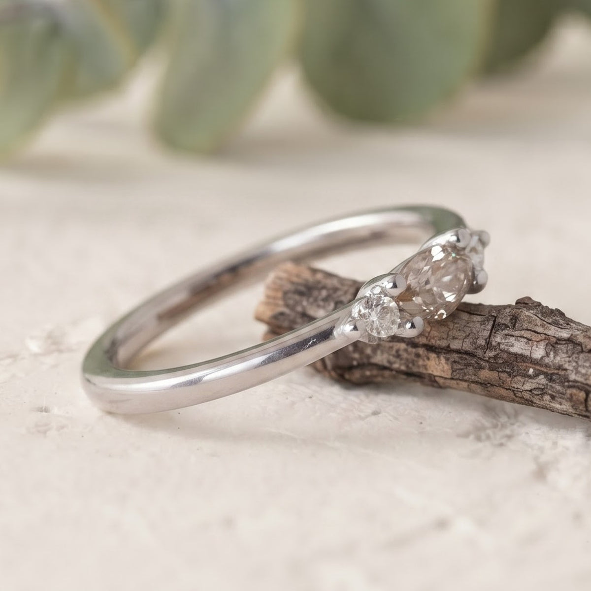 Marquise Cut Champagne Lab Grown Minimalist Diamond Ring