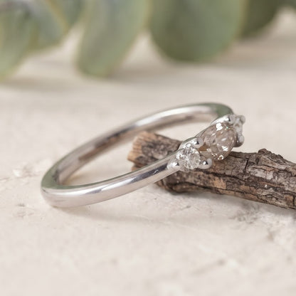Marquise Cut Champagne Lab Grown Minimalist Diamond Ring