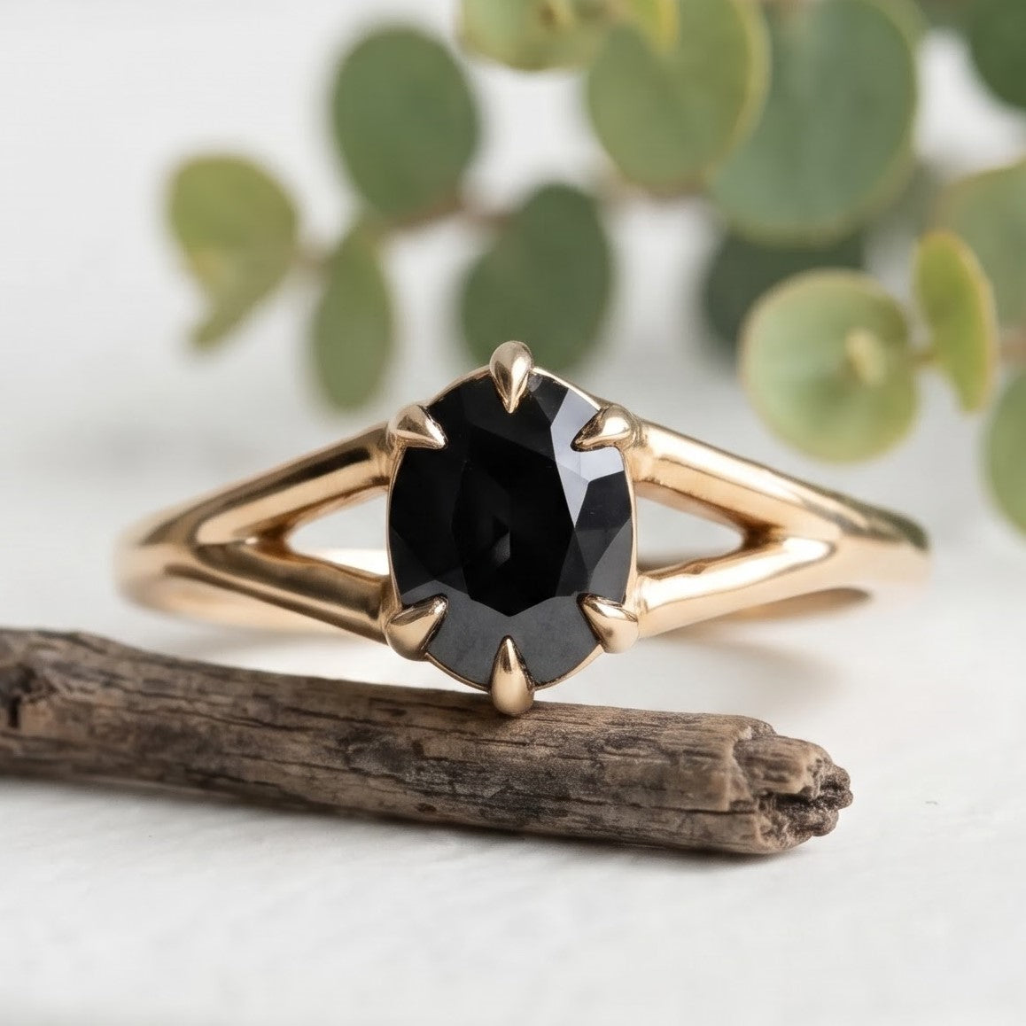 Dark Green Sapphire Ring Oval Cut Handmade