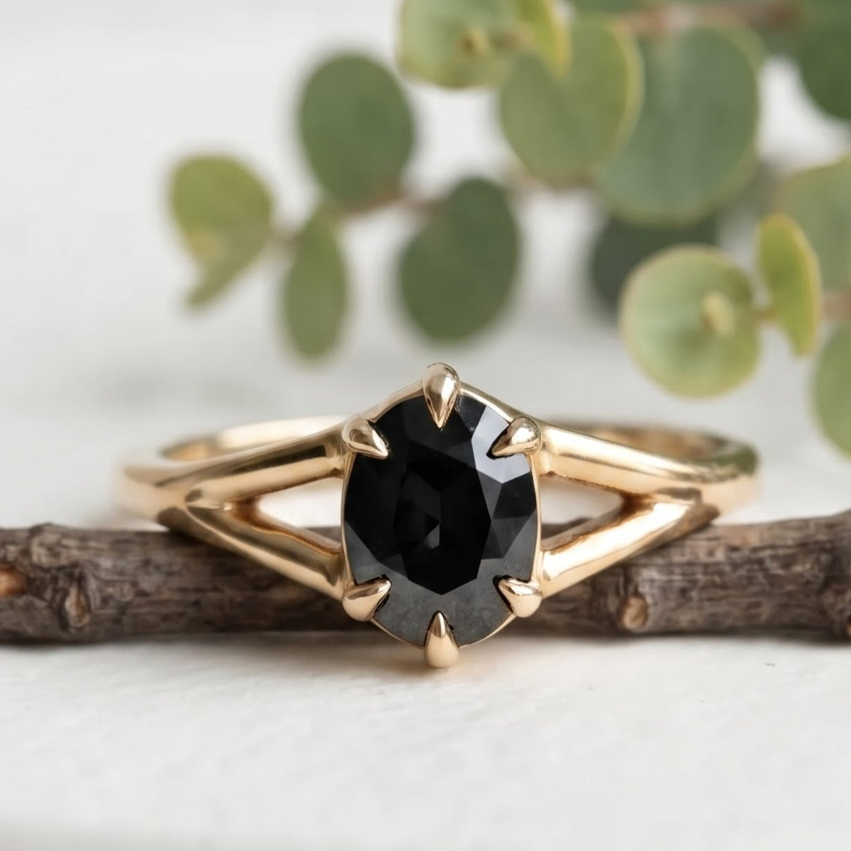 Dark Green Sapphire Ring Oval Cut Handmade