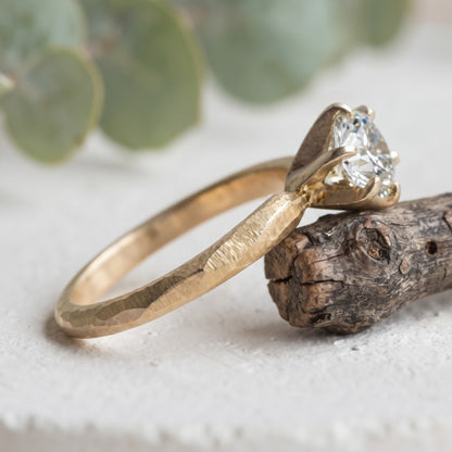 Round Rose Cut Lab Grown Diamond Ring With Facet and