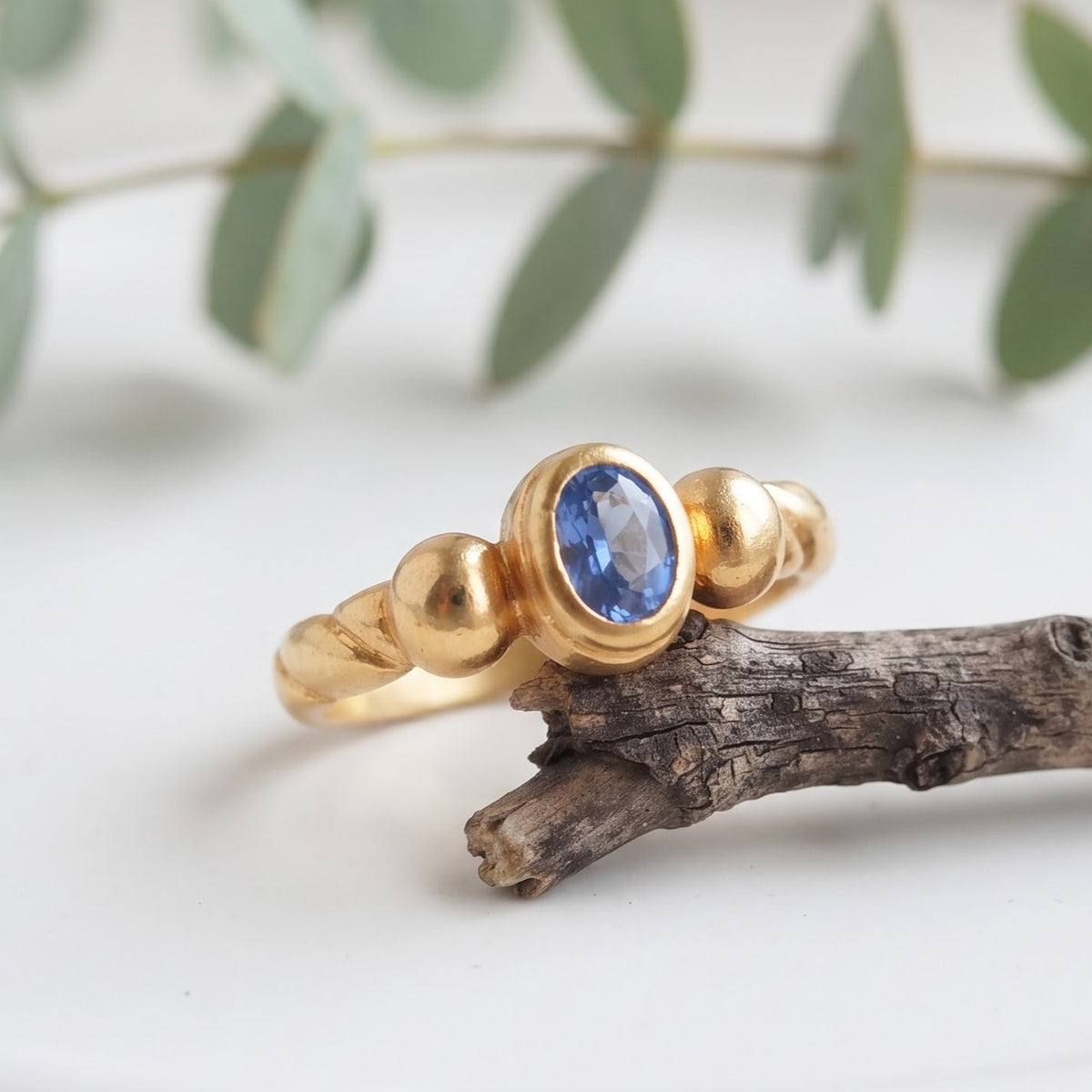 Oval Sapphire Ring 6 × 4.5 mm Handmade Jewelry