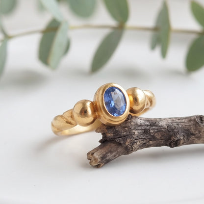 Oval Sapphire Ring 6 × 4.5 mm Handmade Jewelry
