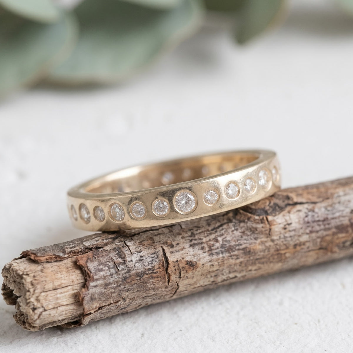 Diamond Wedding Band Ring Handmade Gold Bridal Band