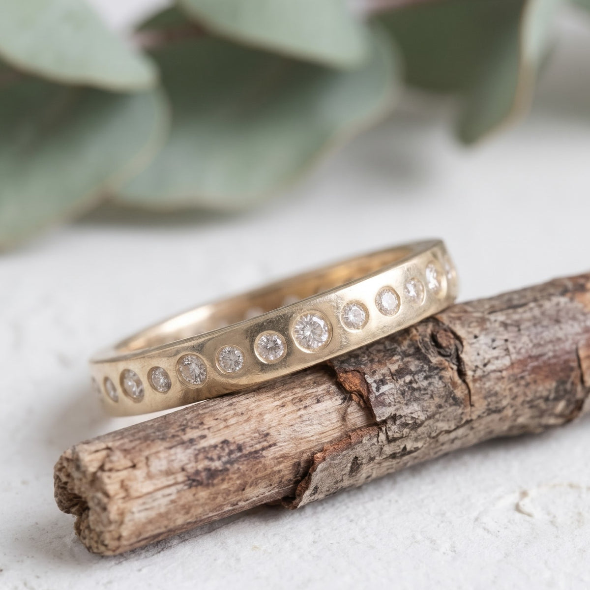 Diamond Wedding Band Ring Handmade Gold Bridal Band