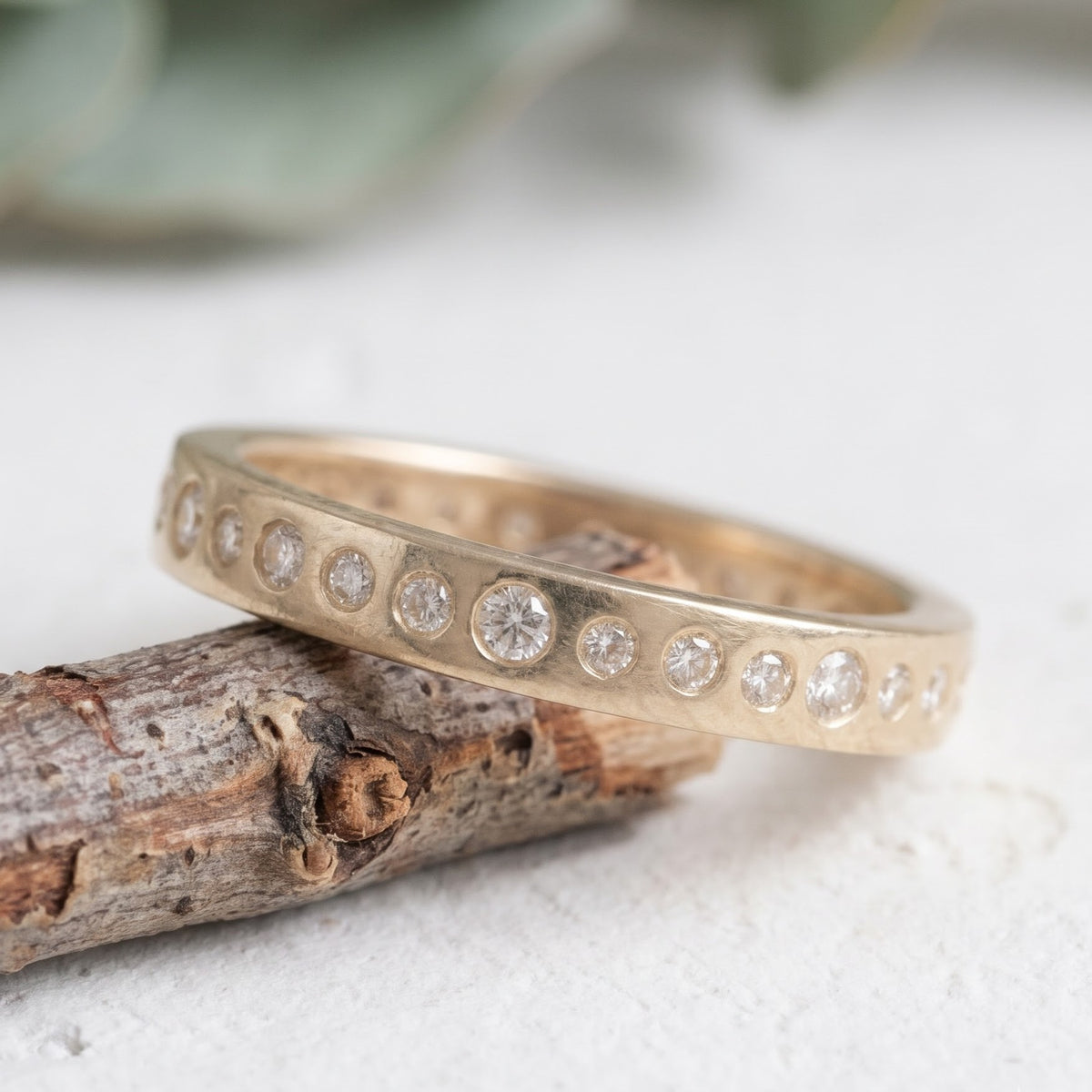 Diamond Wedding Band Ring Handmade Gold Bridal Band