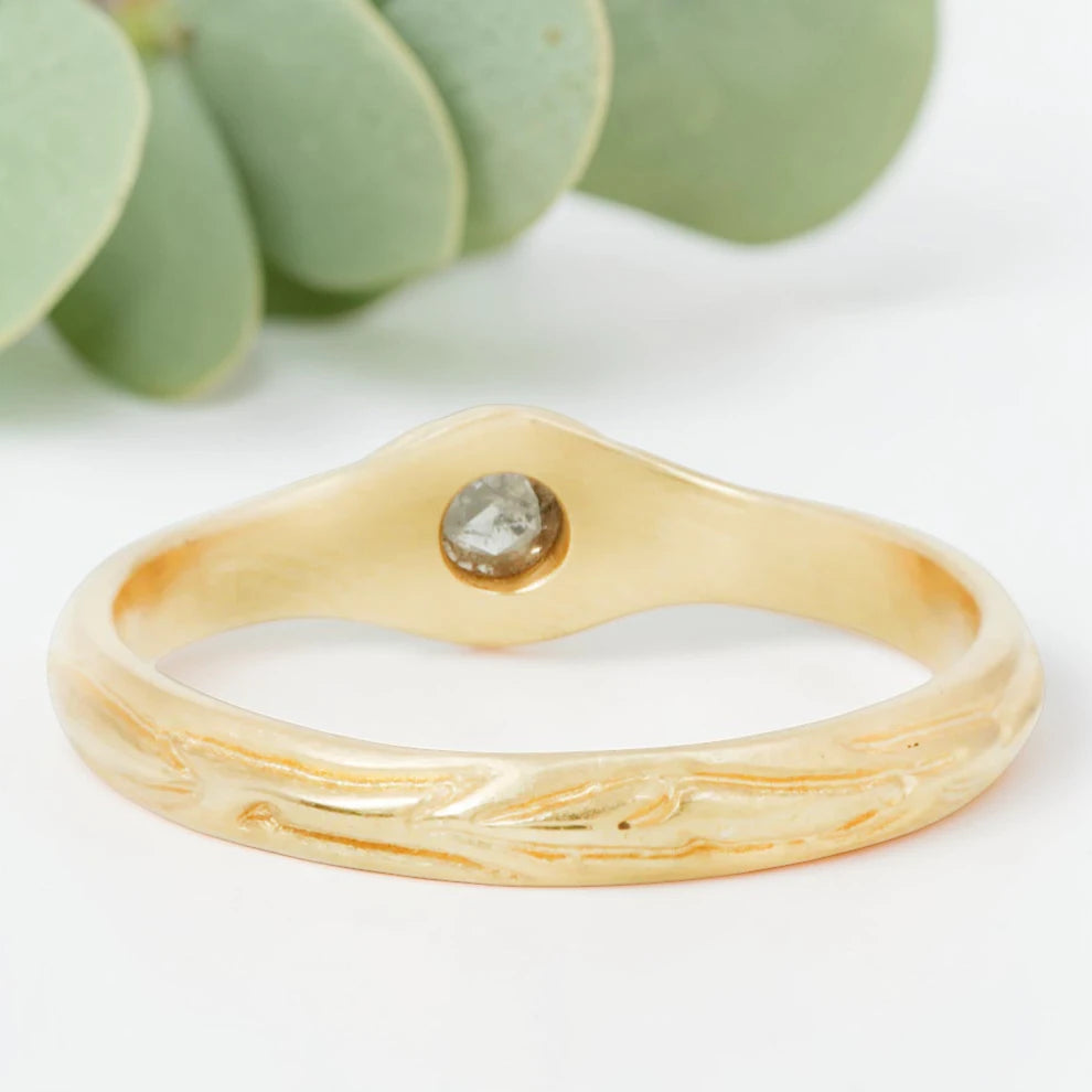 Salt & Pepper Diamond Ring, Hand Carved Old Cut Solitaire, Unique Engagement Jewelry