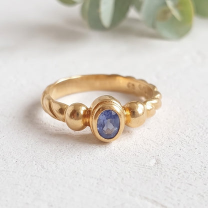 Oval Sapphire Ring 6 × 4.5 mm Handmade Jewelry