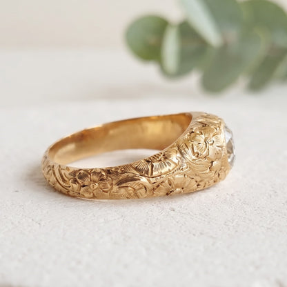 Round European Cut Nature Inspired Lab Grown Diamond Ring