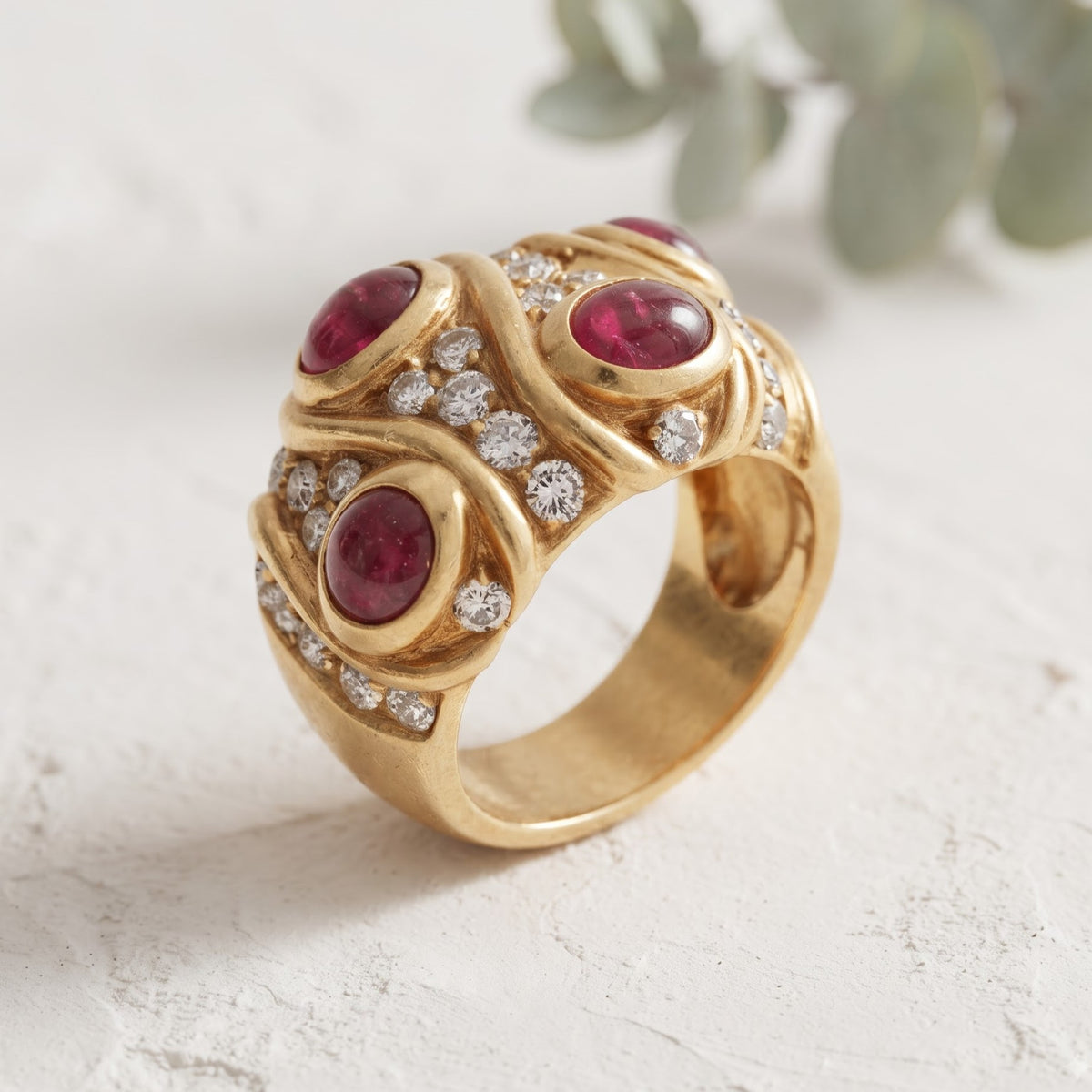 Art Deco Ruby Diamond Gold Ring