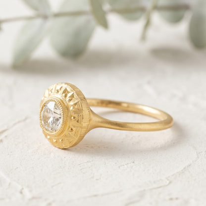 Artisan Engraved White Diamond Ring