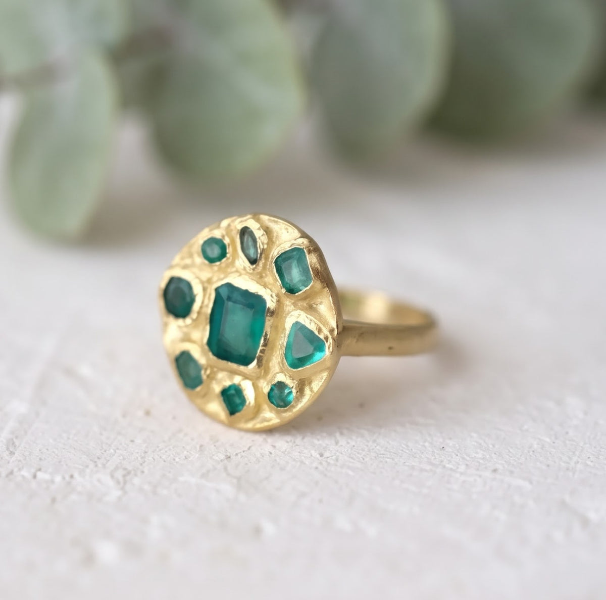 Rustic Handmade Emerald Ring