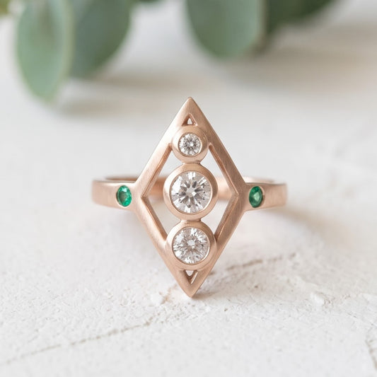 Diamond and Emerald Vintage Heirloom Ring