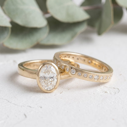 Diamond Wedding Band Ring Handmade Gold Bridal Band
