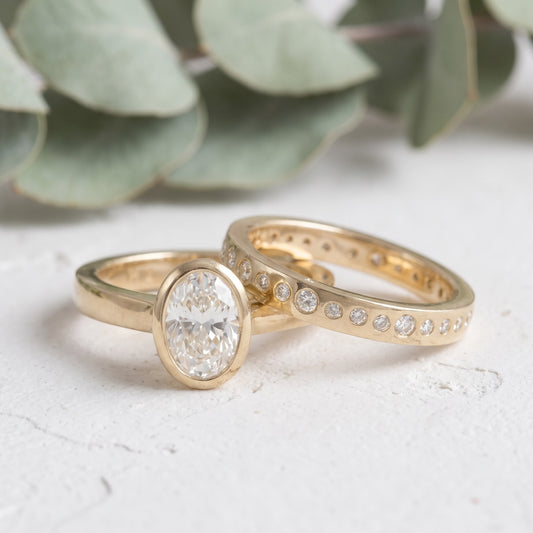 Diamond Wedding Band Ring Handmade Gold Bridal Band