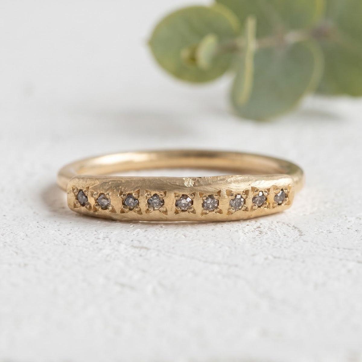 Natural Salt and Pepper Diamond Band | Handmade Diamond Band