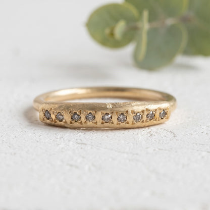 Natural Salt and Pepper Diamond Band | Handmade Diamond Band