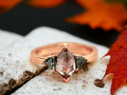 Hexagon Diamond Ring, Unique Shape Engagement Ring, Handmade Fine Jewellery
