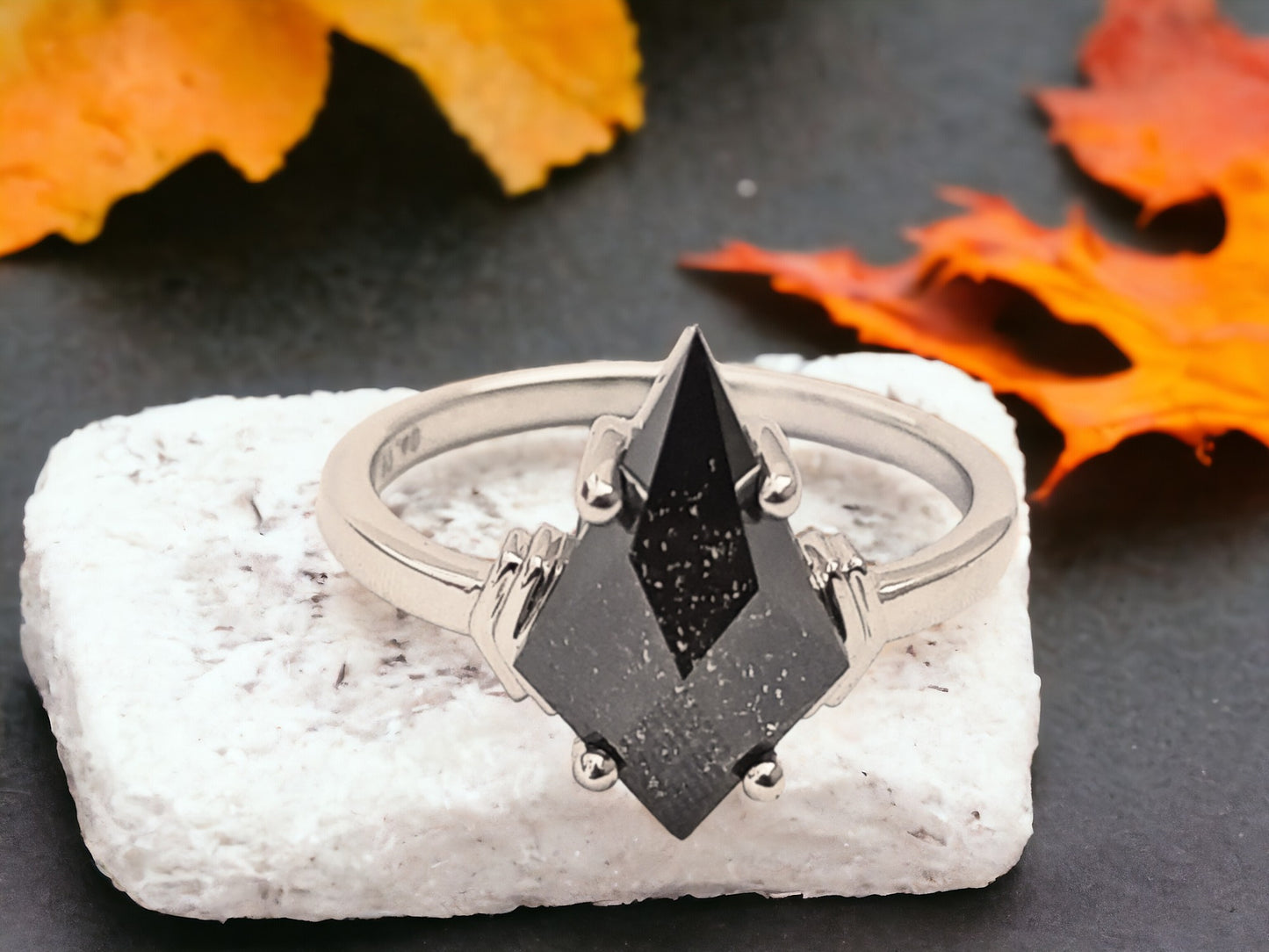 Kite Diamond Engagement Ring, Modern Minimal Gold Ring, Handmade Promise Ring