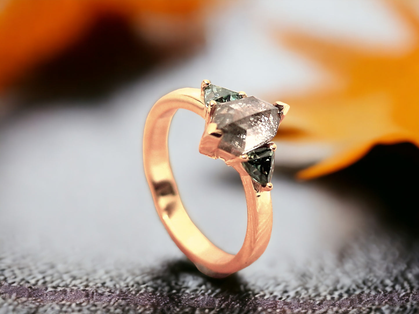 Hexagon Diamond Ring, Unique Shape Engagement Ring, Handmade Fine Jewellery
