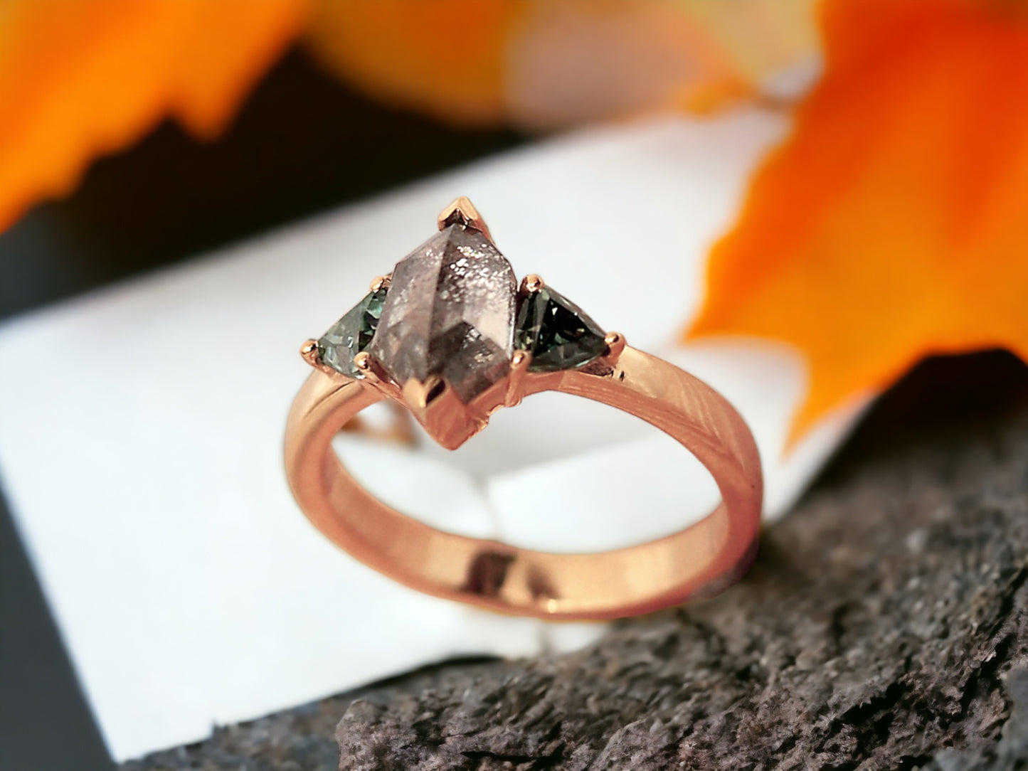 Hexagon Diamond Ring, Unique Shape Engagement Ring, Handmade Fine Jewellery