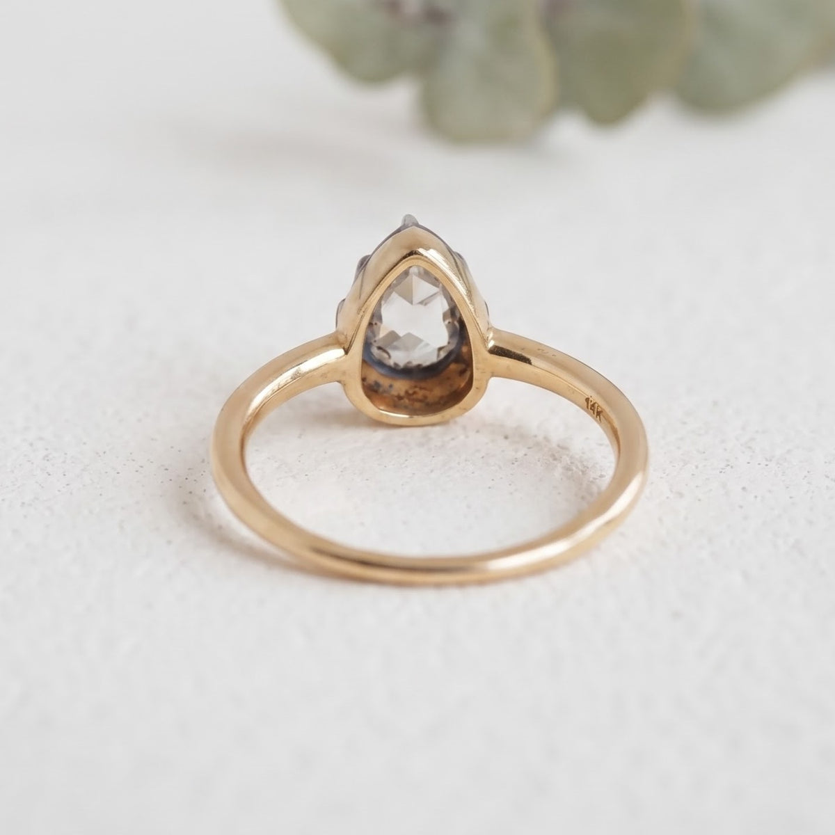 Pear Rose Cut Lab Grown Diamond Ring