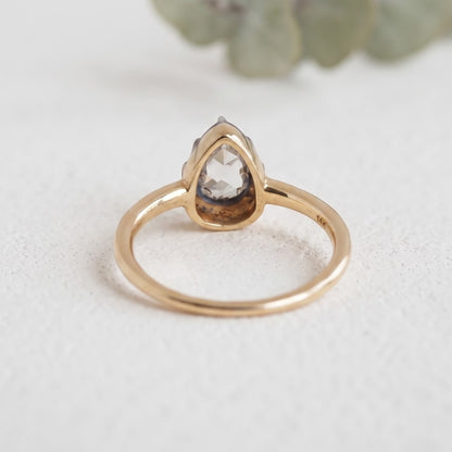 Pear Rose Cut Lab Grown Diamond Ring