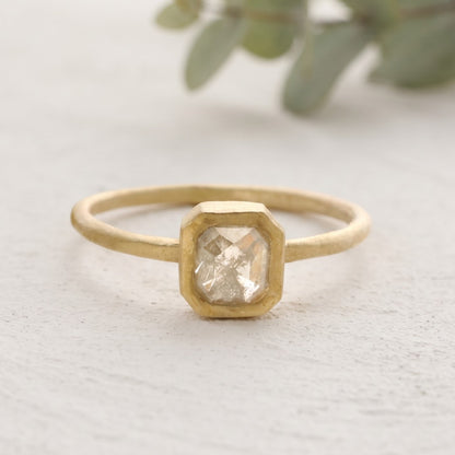 Salt and Pepper Rose Cut Emerald Ring