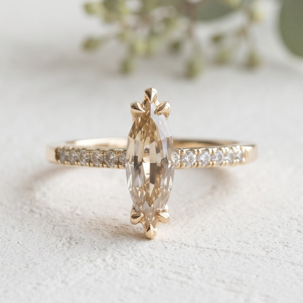 Unique Cut Champagne Marquise Diamond Ring