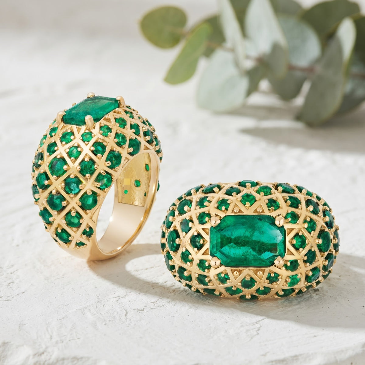 One of a Kind Emerald Gold Art Deco Ring — Vintage Inspired