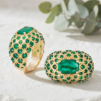 One of a Kind Emerald Gold Art Deco Ring — Vintage Inspired