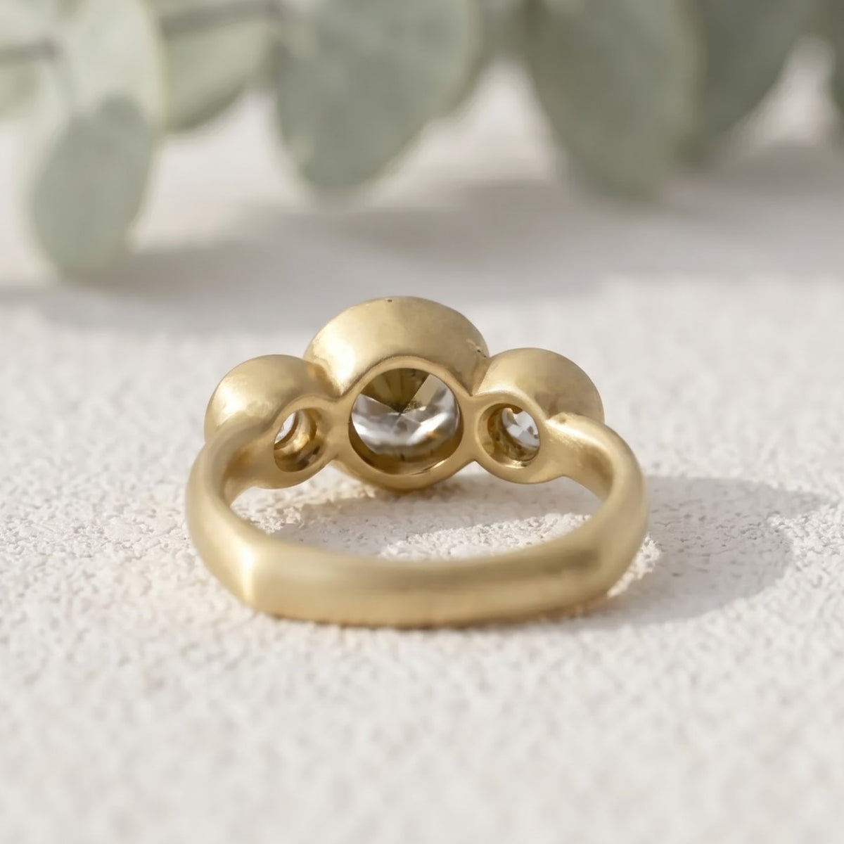 Three Stone Round Cut Diamond Ring